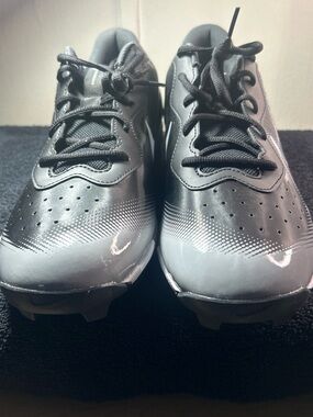 Gray and Black Athletic Baseball cleats